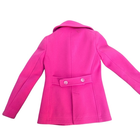 J Crew Stadium Cloth Raspberry Pink Pea Coat Size 2 - Picture 4 of 5